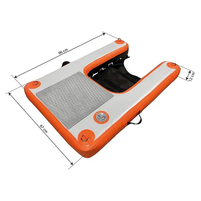 Badeleiter Dog Ramp Mini - L x B x H: 96 x 67 x 12 cm - Aufblasbare U-förmige Schwimmplattform, orange-weiß, mit rutschfester Auflage und Maßen: 96x67x12 cm.