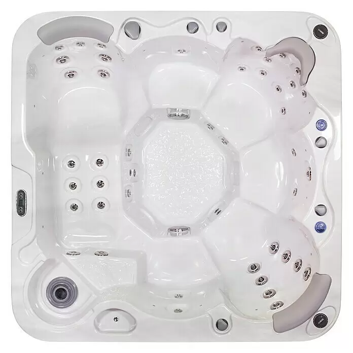 Camargue Außen-Whirlpool Havana 2 + Gratis Treppe - 200 x 200 x 91 cm, Grau/Weiß, Max. Personenzahl: 6 - Vorderansicht