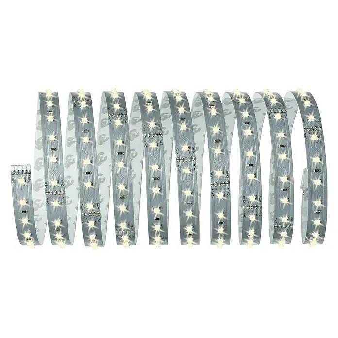 Paulmann MaxLED 500 Tira LED MaxLED Kit 500 - Largo: 3 m, Color de luz: Blanco cálido, 20 W, 1.650 lm - Primer plano de una tira LED. La tira LED es flexible y cuenta con pequeñas luces LED, perfecta para añadir iluminación ambiental.