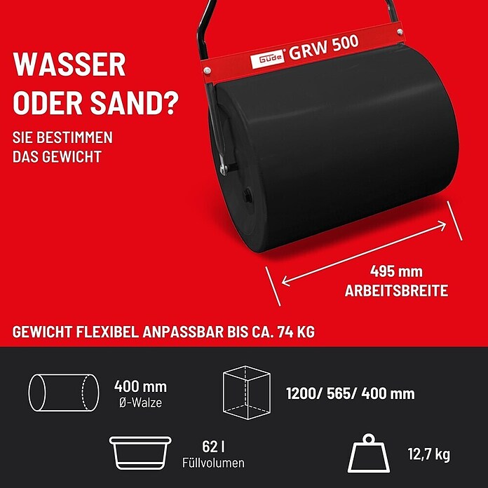 Güde Rasenwalze GRW 500-62 (Arbeitsbreite: 49,5 cm) | BAUHAUS