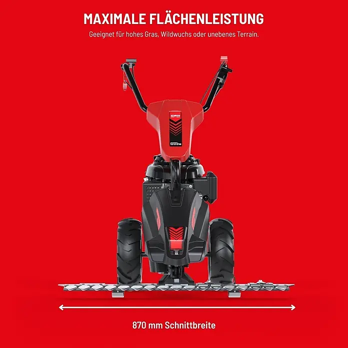 Güde Frontbalkenmäher GBM 870-200 -  - Rot-schwarzer Motormäher mit 870 mm Schnittbreite, ideal für hohes Gras und Wildwuchs.
