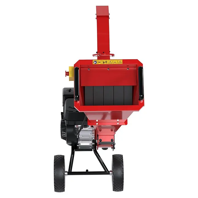Güde Benzin-Häcksler GH 4.1-50 - Max. Aststärke: 50 mm, Hubraum: 212 cm³ - Rot-schwarzer Gartenhäcksler mit Rädern, großem Einfülltrichter und nach oben gerichteter Auswurfklappe zum Zerkleinern von Gartenabfällen.