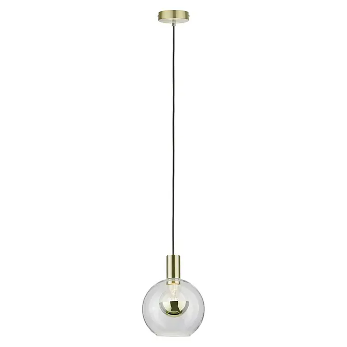 Paulmann Esben Pendelleuchte - Höhe: 110 cm - Elegante Pendelleuchte mit klarem Glas und Messingdetails. Ideal für moderne Wohnräume und stilvolle Beleuchtungslösungen.\n