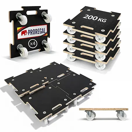 Proregal  Transportroller HERCULES 4 Stück Siebdruckplatte modular