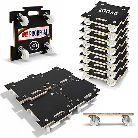 Proregal  Transportroller HERCULES 8 Stück Siebdruckplatte modular