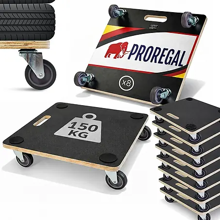 Proregal  Transportroller HERCULES 8 Stück Siebdruckplatte