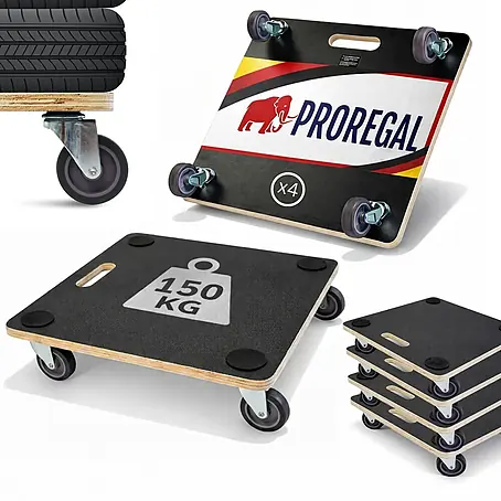 Proregal  Transportroller HERCULES 4 Stück Siebdruckplatte