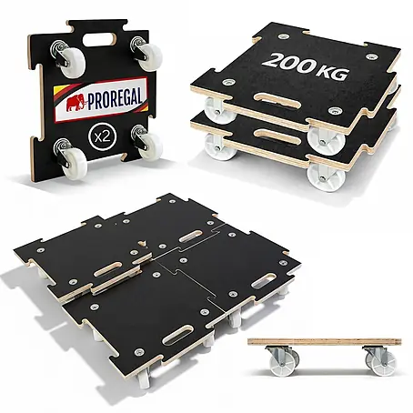 Proregal  Transportroller HERCULES 2 Stück Siebdruckplatte modular
