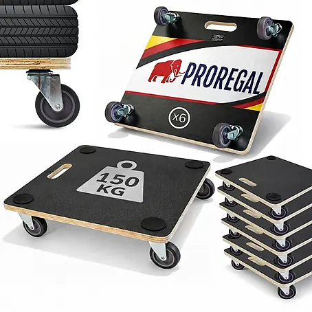Proregal  Transportroller HERCULES 6 Stück Siebdruckplatte