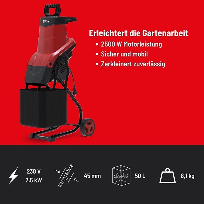 Güde Elektro-Messerhäcksler GEH 2500 (Max. Aststärke: 4,5 cm) | BAUHAUS
