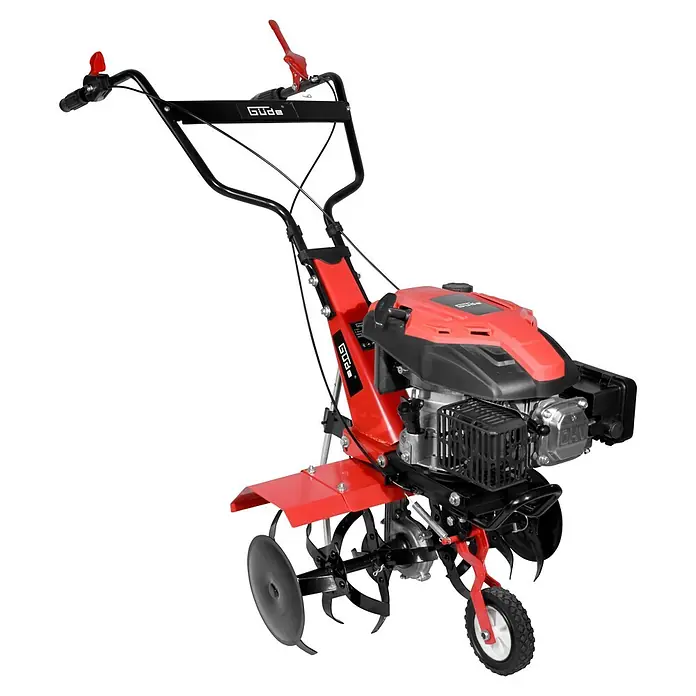 Güde Benzinmotorhacke GF 3060.1 - 3 kW - 4,1 kW, 173 cm³ - Rote und schwarze Gartenfräse mit Motor, ergonomischen Griffen und robusten Kultivatorzinken.