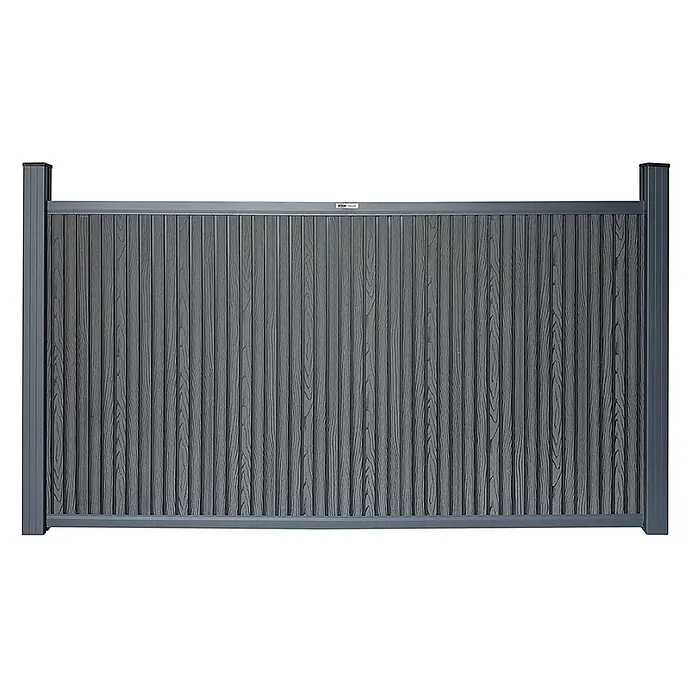 Home Deluxe Sichtschutzelement CALLADO PREMIUM - Höhe: 115 cm, Ausführung: 1 x Element + 2 x Pfosten - Verbundwerkstoff, Anthrazit - Anthrazitfarbenes WPC-Zaunelement in Holzoptik mit Metallrahmen.