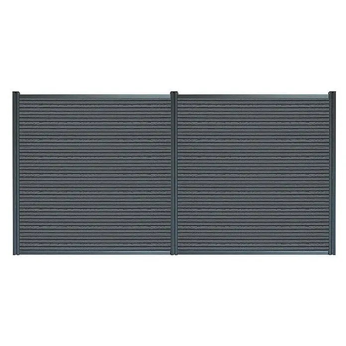 Home Deluxe Sichtschutzelement CALLADO PREMIUM - Höhe: 185 cm, Ausführung: 2 x Element + 3 x Pfosten - Verbundwerkstoff, Anthrazit - Zwei anthrazitfarbene WPC-Sichtschutzpaneele mit horizontalem Lamellendesign.