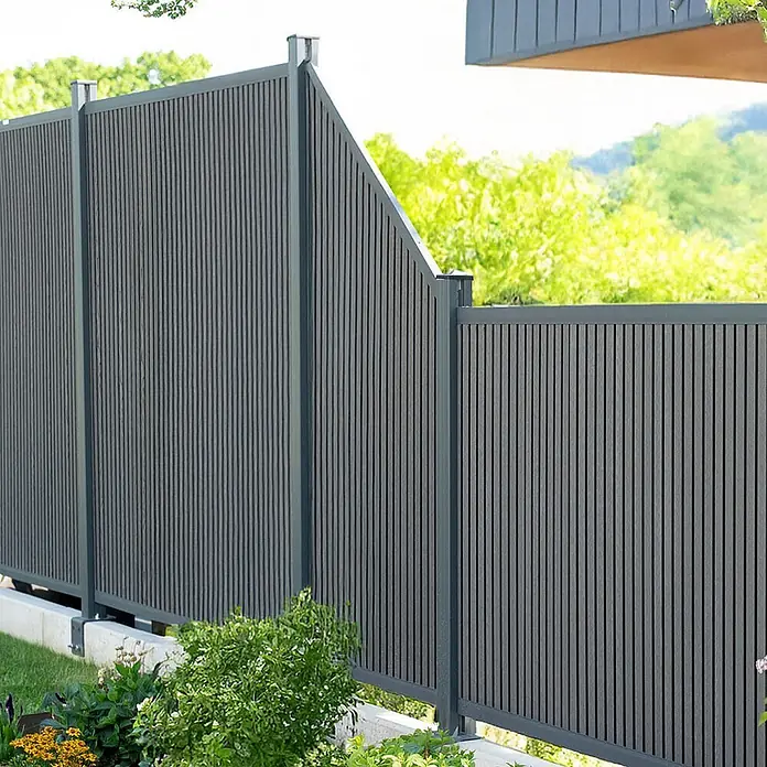 Home Deluxe Sichtschutzelement CALLADO PREMIUM Paneele: Vertikale Paneele - Verbundwerkstoff, Anthrazit - Moderner grauer Lamellen-Sichtschutzzaun mit stabilen Pfosten, für stilvolle Abschirmung.