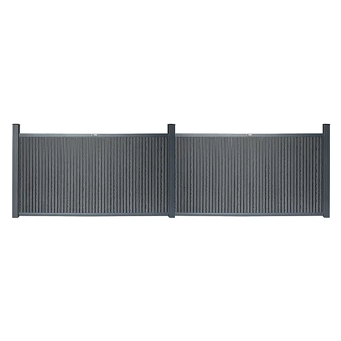 Home Deluxe Sichtschutzelement CALLADO PREMIUM - Höhe: 115 cm, Ausführung: 2 x Element + 3 x Pfosten - Verbundwerkstoff, Anthrazit - Zwei dunkelgraue Sichtschutzpaneele in Holzoptik mit passenden Pfosten.