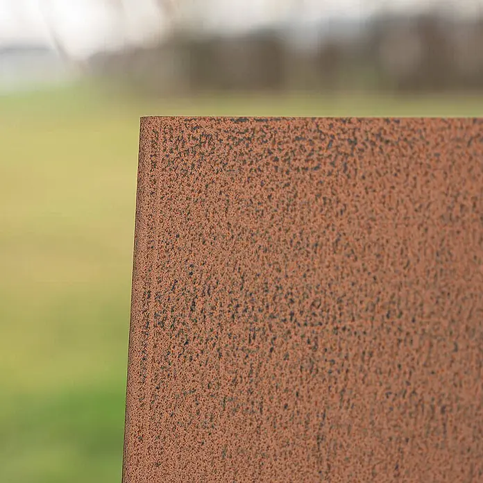 Home Deluxe Sichtschutzelement AURA 148 x 50 cm - B x H: 50 x 148 cm, Rost - Rostfarbene, strukturierte Metallplatte.