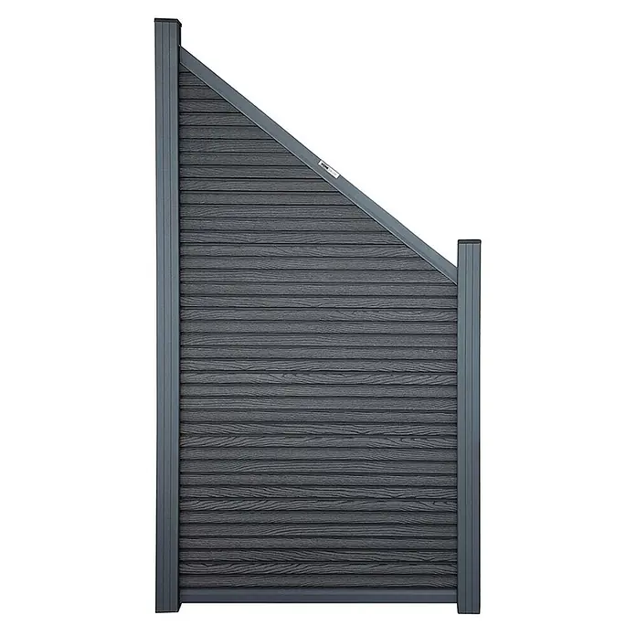 Home Deluxe Sichtschutzelement CALLADO PREMIUM Paneele: Horizontal - Verbundwerkstoff, Anthrazit - Dunkelgraues WPC-Sichtschutzelement mit horizontalen Holzmaserungsleisten und schräger Oberkante.