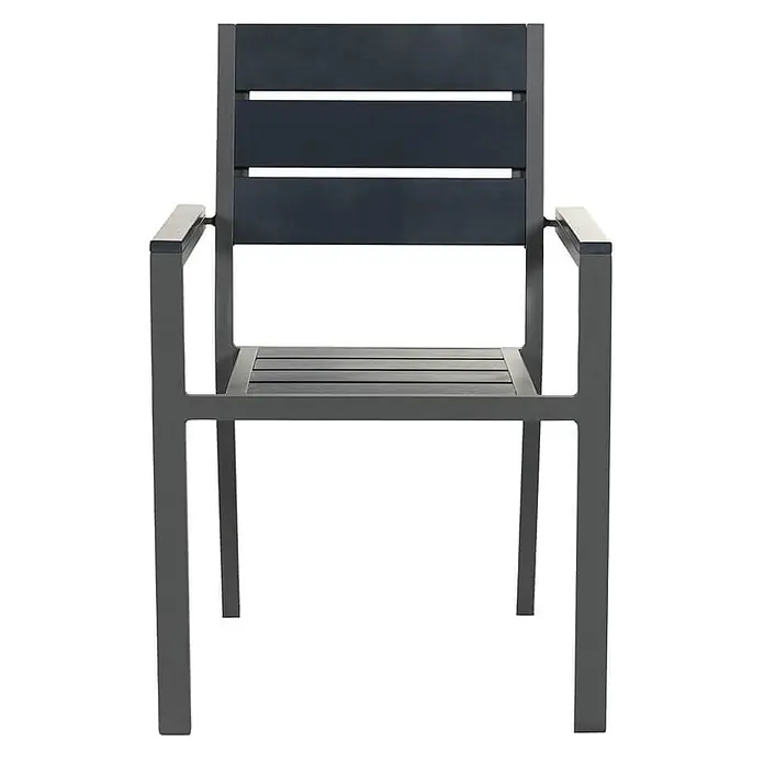 Home Deluxe Gartenstuhl MADERA - 3er Set - Stapelbar, Hellgrau / Anthrazit, B x T x H: 56,6 x 57,5 x 85 cm - Dunkelgrauer Aluminium-Outdoorstuhl mit Lattenrücken, Sitzfläche und Armlehnen.