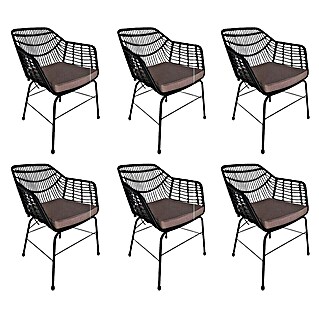 Home Deluxe Gartenstuhl TARA - 6er Set (galvanisierter Stahl, Schwarz, B x T x H: 60 x 63 x 82 cm)