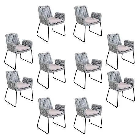 Home Deluxe  Gartenstuhl mit Armlehnen BALERO - 10er Set