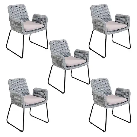 Home Deluxe  Gartenstuhl mit Armlehnen BALERO - 5er Set