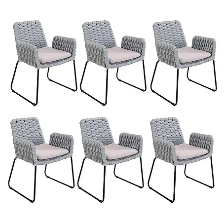 Home Deluxe  Gartenstuhl mit Armlehnen BALERO - 6er Set
