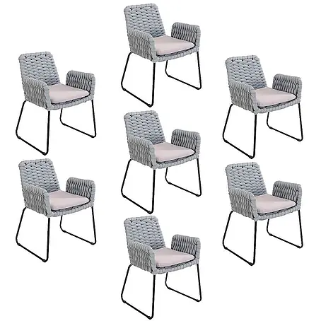Home Deluxe  Gartenstuhl mit Armlehnen BALERO - 7er Set