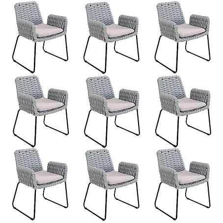 Home Deluxe  Gartenstuhl mit Armlehnen BALERO - 9er Set