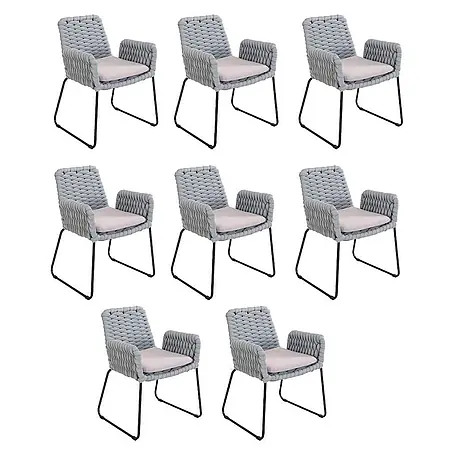 Home Deluxe  Gartenstuhl mit Armlehnen BALERO - 8er Set