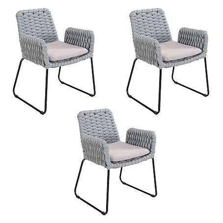 Home Deluxe  Gartenstuhl mit Armlehnen BALERO - 3er Set