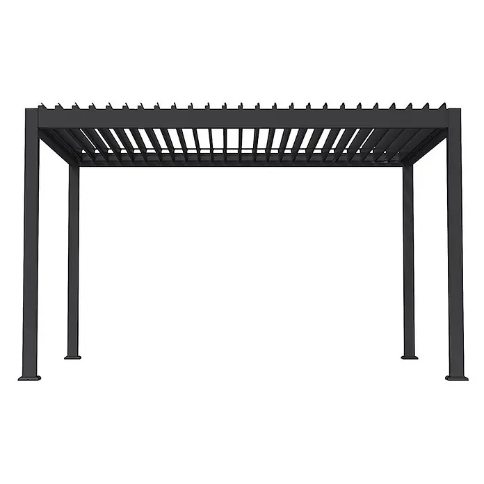 Home Deluxe Pergola FAYLA - Anthrazit - Farbe Gestell: Anthrazit, Aluminium - Dunkelgraue moderne Metallpergola mit verstellbarem Lamellendach für den Außenbereich.