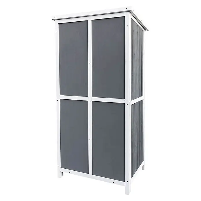 Home Deluxe Geräteschrank YANA L - Außenbreite inkl. Dachüberstand: 69 cm, Außentiefe inkl. Dachüberstand: 52 cm, Holz, Grau - Grau-weißer Garten-Abstellschrank aus Holz.