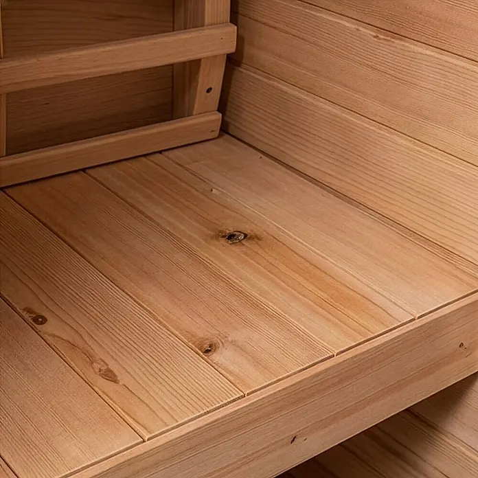 Home Deluxe Elementsauna SONORA S - Sonstige, Steuerung Ofen: Integriert, L x B x H: 90 x 90 x 190 cm - Helle Holz-Saunabank mit Latten und natürlicher Maserung.