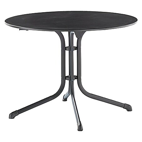 Sieger Boulevard Gartentisch rund (Ø x H: 100 x 73 cm, Vivodur, Stahl, Eisengrau/Anthrazit, Klappbar)