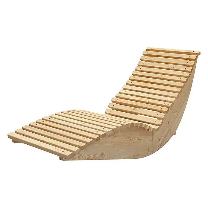 Home Deluxe Gartenliege WOLGA B 60 cm - B x T: 60 x 188 cm, Natur, Holz - Helle Holzliege mit Lattenrost und ergonomisch geschwungener Form für Entspannung im Innen- oder Außenbereich.