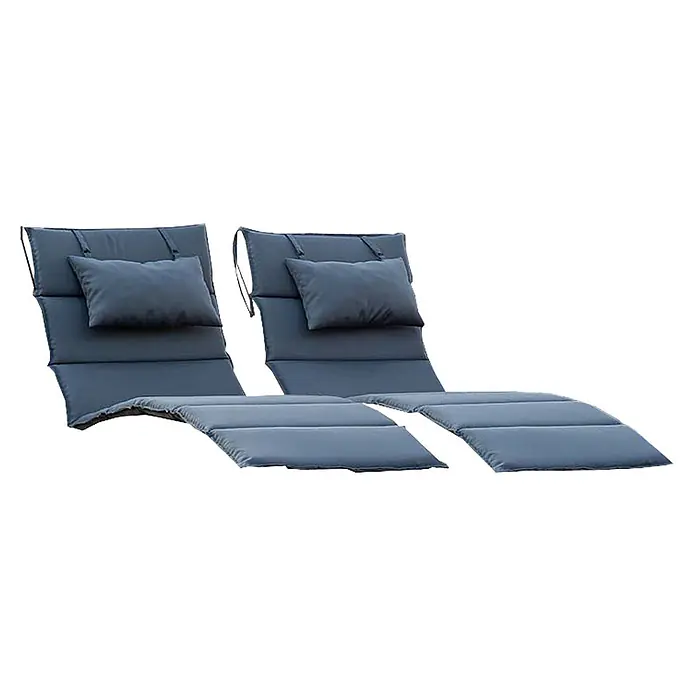 Home Deluxe Gartenliege TAIGA 1 Auflage - Anthrazit, Polyester - Graue gepolsterte Sonnenliegenauflagen mit Kopfkissen (Paar).
