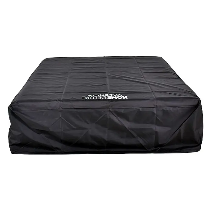 Home Deluxe Gartenliege Regenabdeckung CAPE VALENCIA - Schwarz, Kunststoff - Schwarze rechteckige Schutzhülle mit 'HOME DELUXE VALENCIA' Logo.