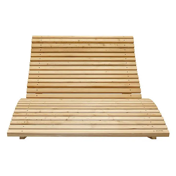 Home Deluxe Gartenliege WOLGA B 120 cm - B x T: 120 x 188 cm, Natur, Holz - Hölzerne Lattenliege aus hellem Holz mit schräger Rückenlehne.