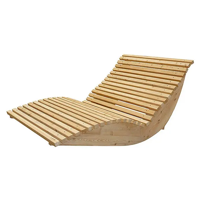 Home Deluxe Gartenliege WOLGA B 120 cm - B x T: 120 x 188 cm, Natur, Holz - Ergonomische Holzliege mit hellen Latten zum Entspannen.