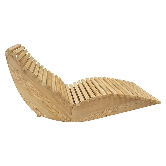 Home Deluxe Gartenliege WOLGA B 120 cm - B x T: 120 x 188 cm, Natur, Holz - Helle Holzliege mit ergonomischer Lattenrost-Sitzfläche und geschwungener Basis.
