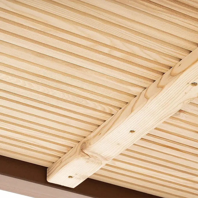 Home Deluxe Gartentisch-Set KOBON - 2x Bank - Gesamtumfang: 2 -tlg., L x B x H: 40 x 194,5 x 46 cm - Helle Holzlamellendecke oder Pergola-Unterseite mit diagonalem Stützbalken.