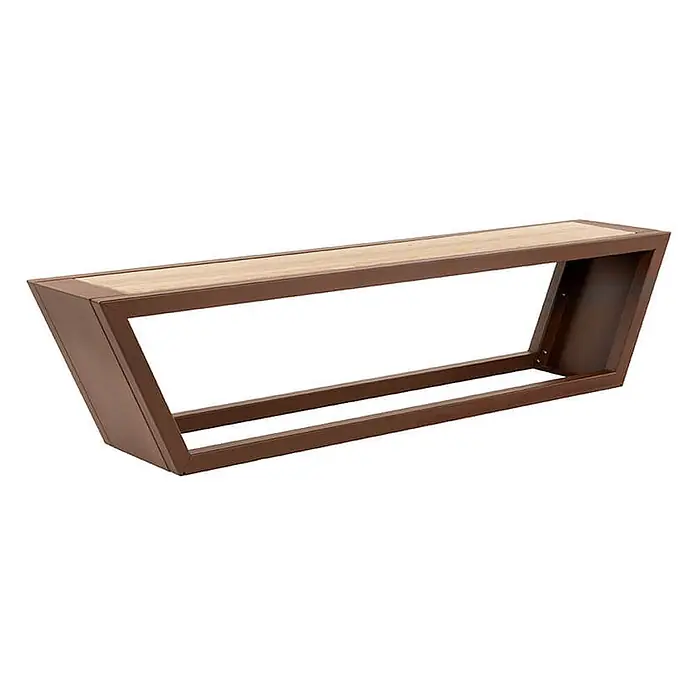 Home Deluxe Gartentisch-Set KOBON - 1x Bank - Gesamtumfang: 1 -tlg. - Moderne Bank mit abgewinkeltem braunem Metallrahmen und heller Holzplatte.