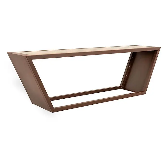 Home Deluxe Gartentisch-Set KOBON - 1x Tisch - Gesamtumfang: 1 -tlg., L x B x H: 60 x 240,5 x 40 cm - Moderner dunkelbrauner Metall-Konsolentisch mit heller Holzplatte und markantem schrägen Gestell.