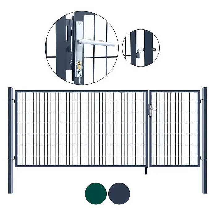 Home Deluxe Gartentor ADITUS - 350 x 100 cm, Anthrazit, Stahl - Dunkelgraues Metallgittertor mit abschließbarem Griff.