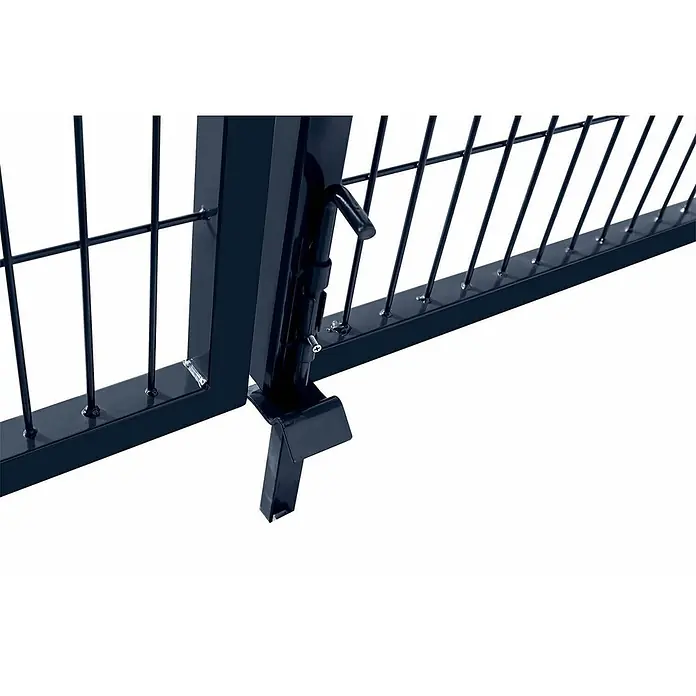 Home Deluxe Gartentor ADITUS - 350 x 100 cm, Anthrazit, Stahl - Dunkelblaues Metallzauntor mit senkrechten Stäben, sicherem Riegel und Bodenstütze.
