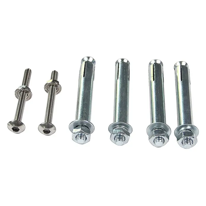 Home Deluxe Zaunpfosten CALMAR 3er Set - Höhe: 20 cm, Silber, Stahl - Silberne Metallbefestigungen: zwei Sechskantschrauben mit gezahnten Scheiben und vier Ankerbolzen mit Muttern und Unterlegscheiben.
