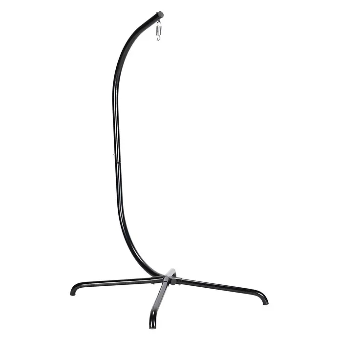 Home Deluxe Hängesessel LOMA 2-Sitzer - Kunststoff, Beige - Schwarzer Metall-Hängemattenständer mit gebogener Stütze, vierbeiniger Basis und Aufhängefeder.