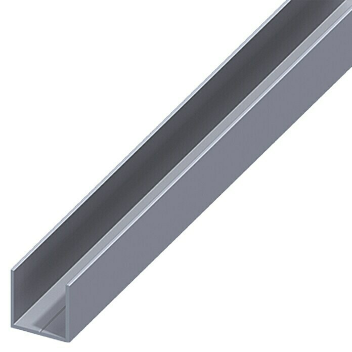 Kantoflex Quadrat-U-Profil (2.500 x 7,5 x 7,5 mm, Stärke: 1 mm, Aluminium, Blank, Grau)
