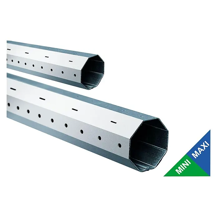 Schellenberg Eje octogonal Maxi - 60 mm x 1,5 m, Apto para: Maxi sistemas de persianas enrollables - Conectores de eje octogonales: perfiles de acero perforados y robustos para conexiones fiables en la construcción y la industria.