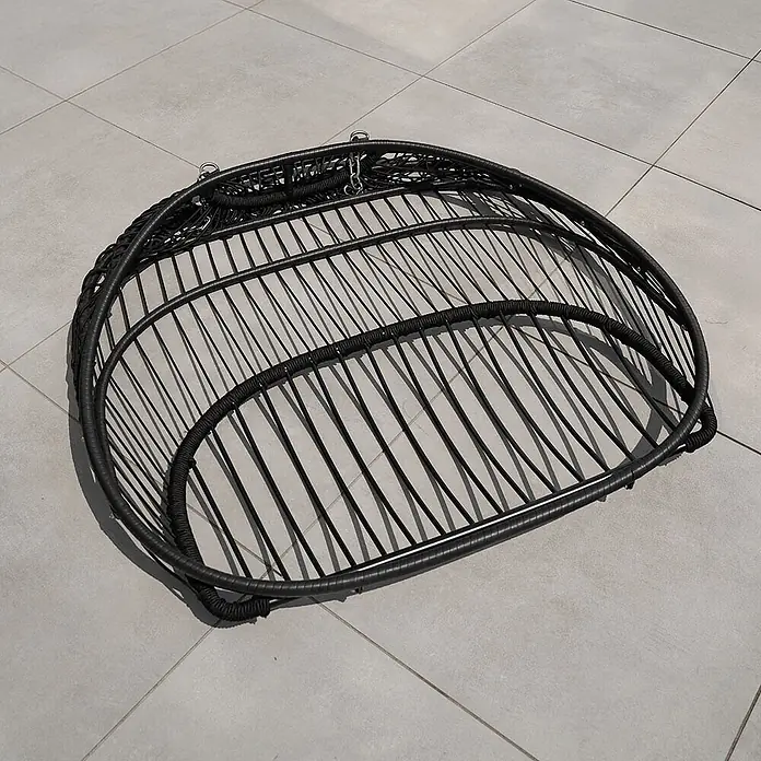 Home Deluxe Hängesessel LOMA 2-Sitzer - Kunststoff, Schwarz - Schwarzer ovaler Hängesesselkorb aus Geflecht.